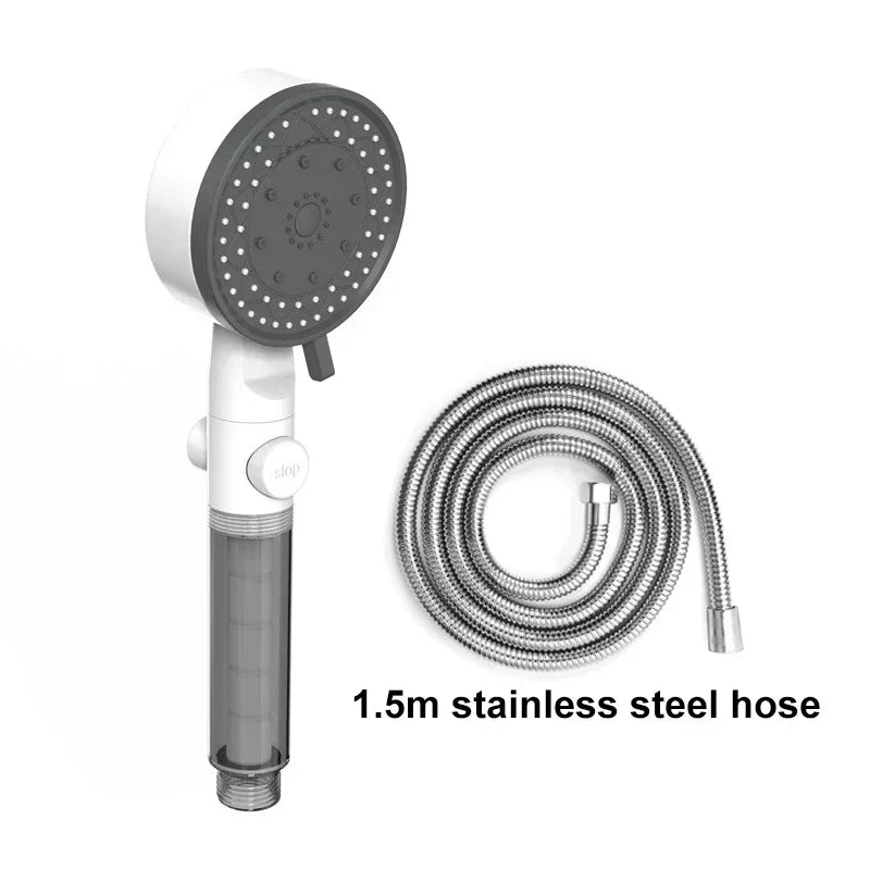 10 Spray One Touch Stop Filtered Shower Head High-Pressure Handheld Water Saving Showerhead Fall Resistance Bath Shower Nozzle