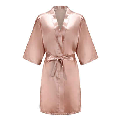 Rose Gold Satin Team Bride Bridesmaid Robe Wedding Bathrobe Gown Women Dressing Sleepwear Mother Maid of Honor Kimono