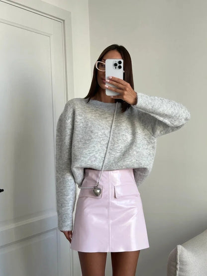 Hirsionsan 2025 New Soft Loose V Or O Neck Knitted Sweaters Women Winter Solid Female Pullovers Warm Basic Knitwear Jumper