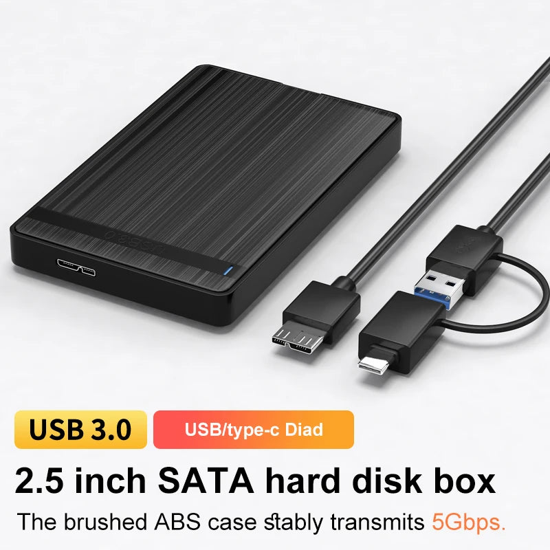 SATA to USB3.0/Typec HDD Enclosure Mobile Hard Drive Cases for SSD External Storage HDD Box With USB3.0/2.0 Cable ABS