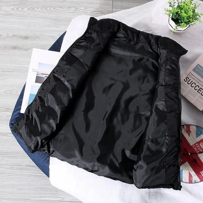 White Vest Jacket Men Slim Fit Stand Collar Sleeveless Puffer Jackets Spring Autumn Casual Waistcoat Men Warm Coat 2023 Trends