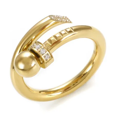 Shiny Crystal High End Non Tarnish Fashion Geometric Open Gold Plated Stainless Steel Rings for Women Wedding Ring Jewelry Gifts