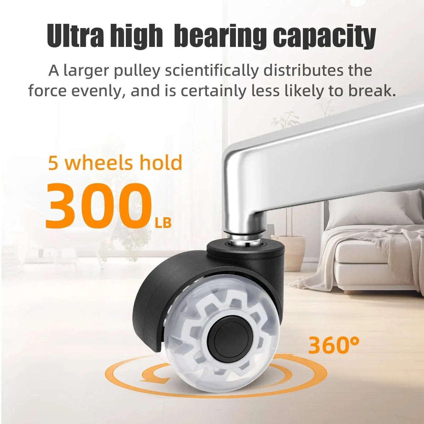 AD 5PCS Universal Mute Wheel Office Chair Caster Swivel Rubber Soft Safe Rollers Furniture Hardware Chair Wheels for Desk Office