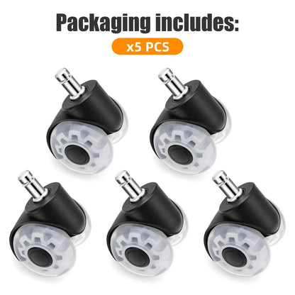 AD 5PCS Universal Mute Wheel Office Chair Caster Swivel Rubber Soft Safe Rollers Furniture Hardware Chair Wheels for Desk Office