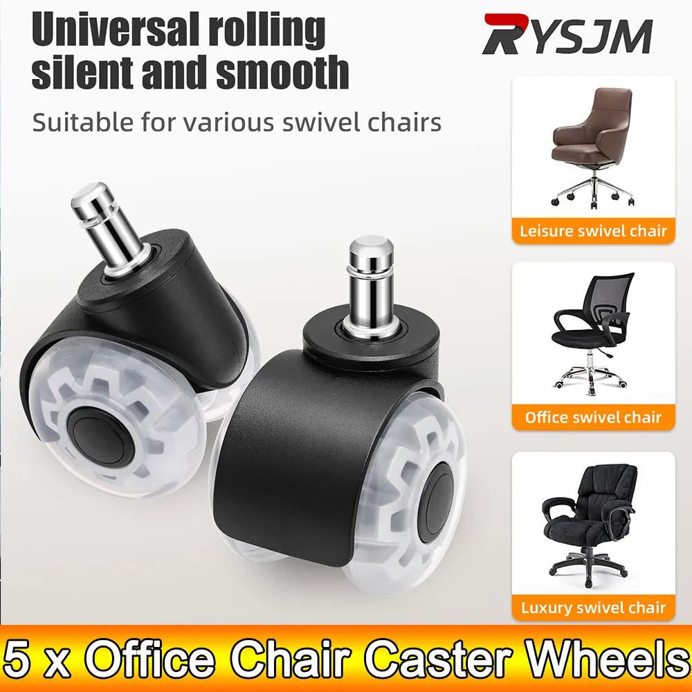 AD 5PCS Universal Mute Wheel Office Chair Caster Swivel Rubber Soft Safe Rollers Furniture Hardware Chair Wheels for Desk Office