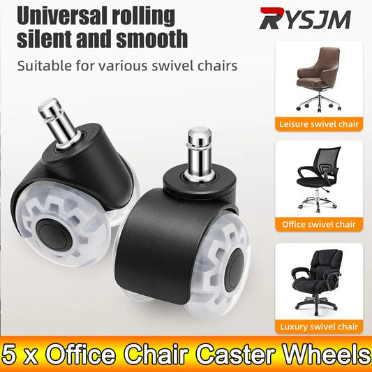 AD 5PCS Universal Mute Wheel Office Chair Caster Swivel Rubber Soft Safe Rollers Furniture Hardware Chair Wheels for Desk Office