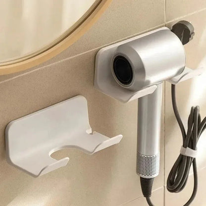 Hair Dryer Holder Wall Bathroom Shelf Without Drilling Plastic Hair Dryer Stand with Storage Box Toilet Blower Holder Shelf