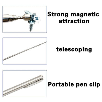 Household Portable Magnetic Telescopic Pickup 1.5-pound Silver Iron suction rod Extension Rod Car/Bicycle Repair Assistant Tool