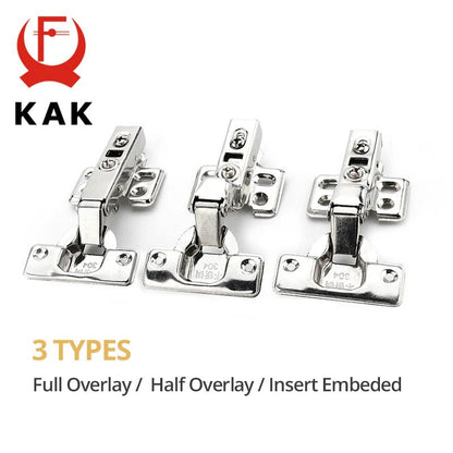 KAK 8 Pieces Stainless Steel Cabinet Hinges Soft Closing Hydraulic Door Hinge Damper Buffer Kitchen Cabinet Furniture Hardware
