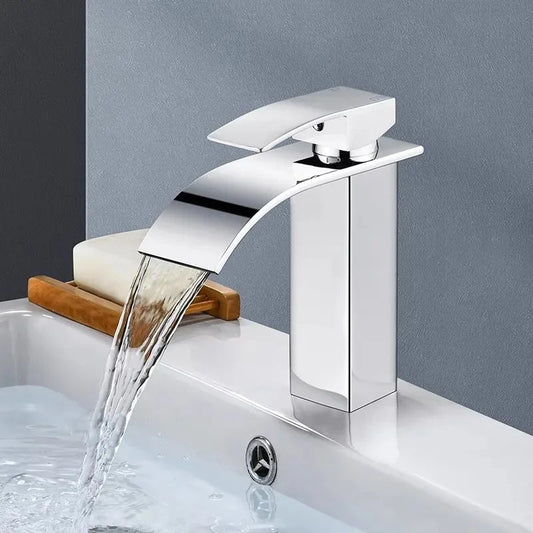 Waterfall Wash Basin Stainless Steel High And Low Faucet Black Hot And Cold Toilet Hotel Wash Basin Bathroom Home