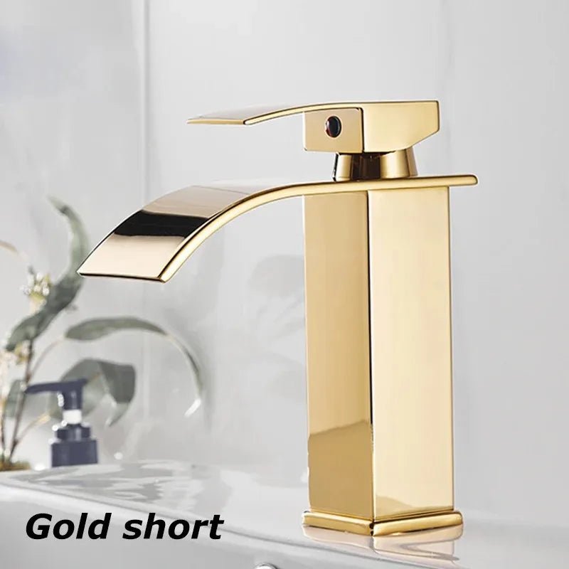 Waterfall Wash Basin Stainless Steel High And Low Faucet Black Hot And Cold Toilet Hotel Wash Basin Bathroom Home
