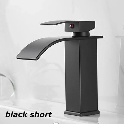 Waterfall Wash Basin Stainless Steel High And Low Faucet Black Hot And Cold Toilet Hotel Wash Basin Bathroom Home