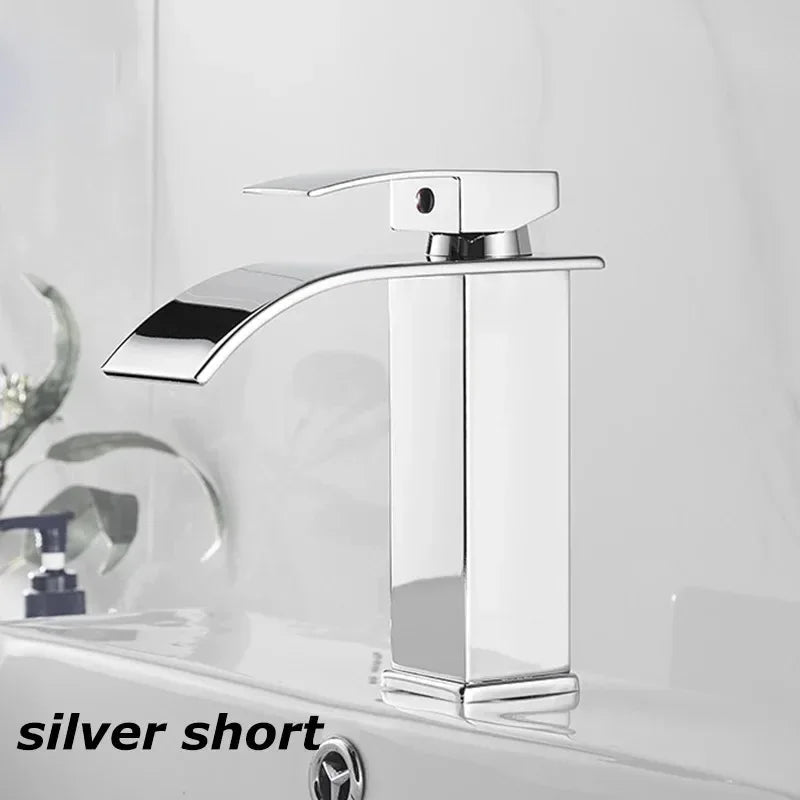 Waterfall Wash Basin Stainless Steel High And Low Faucet Black Hot And Cold Toilet Hotel Wash Basin Bathroom Home
